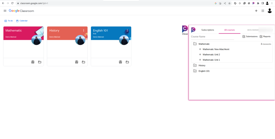 Google Classroom coursework workflow