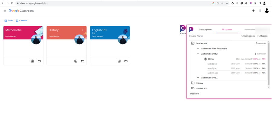 Google Classroom originality workflow