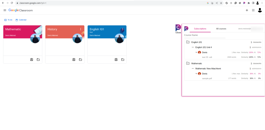 Google Classroom report workflow