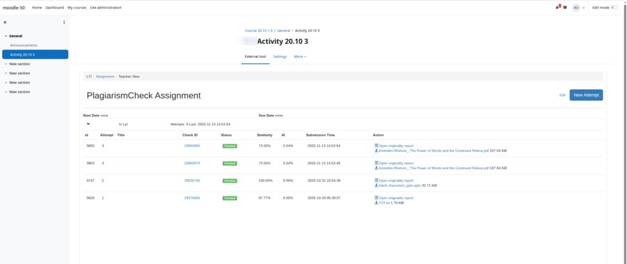 Moodle LTI 1.3 integration